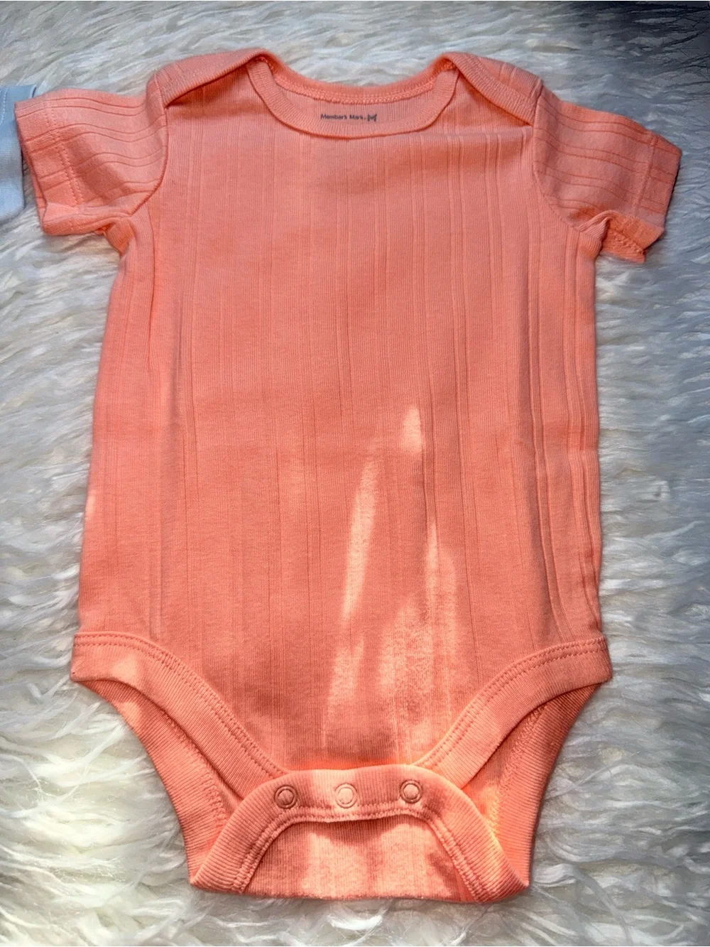 NWOT’s Member’s Mark Baby One-Piece Bodysuit Duo in Light Blue and Coral 3M’s - Picture 6 of 8